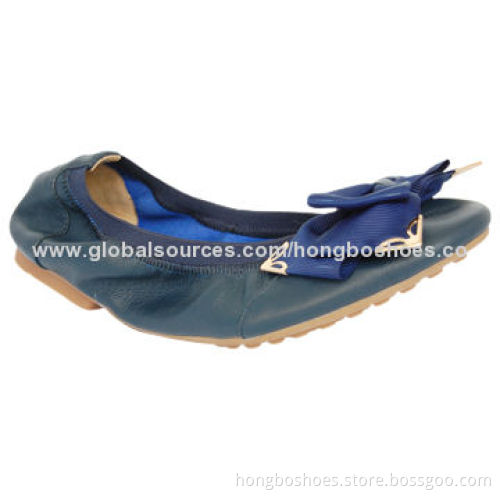 Women's Flat Dress Shoe, Gross Grain Bow, Fantastic Elastic, Round Toe